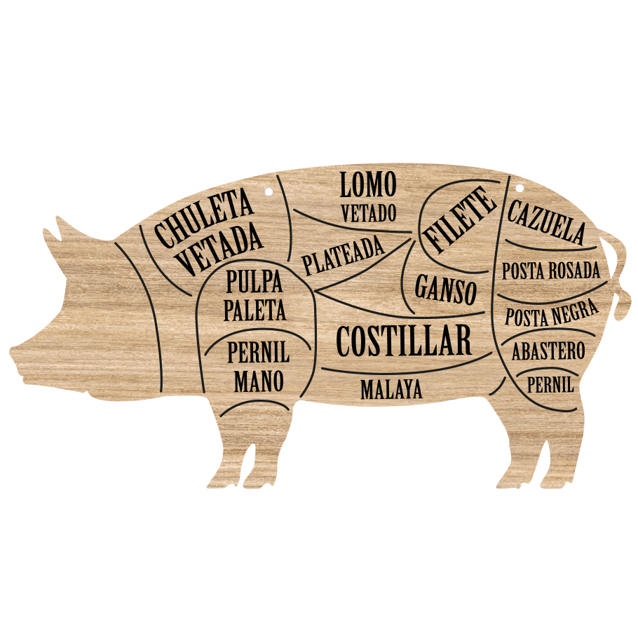 Cerdo Quincho madera grabada. ancho 40 x 25 cms. - Imagen 6
